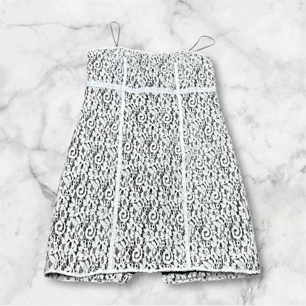 JS collection Elegant White Lace Dress strapless size 12